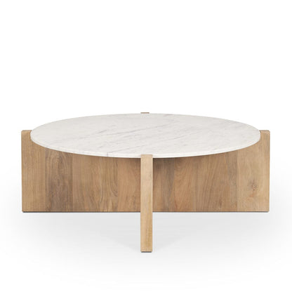 Mercana - Bianca Light Brown Wood w/ Round Marble Top Coffee Table - 70647-AB view 3