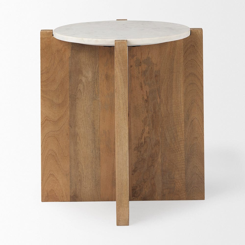 Mercana - Bianca Wood and Marble Accent Table - 69914 view 2