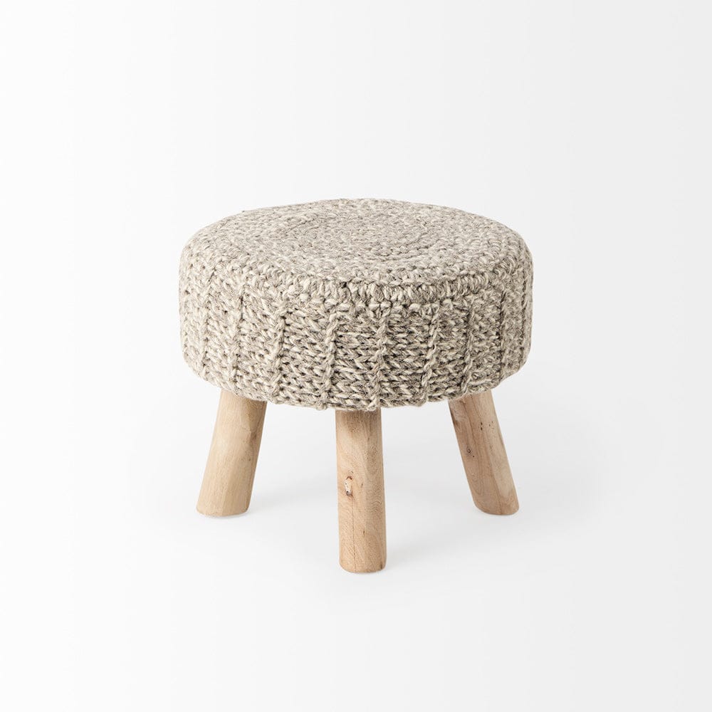 Mercana - Bina 19.0L x 19.0W x 15.0H Taupe 4 Legged Wool Stool - 69511 view 3
