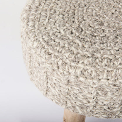 Mercana - Bina 19.0L x 19.0W x 15.0H Taupe 4 Legged Wool Stool - 69511 view 6