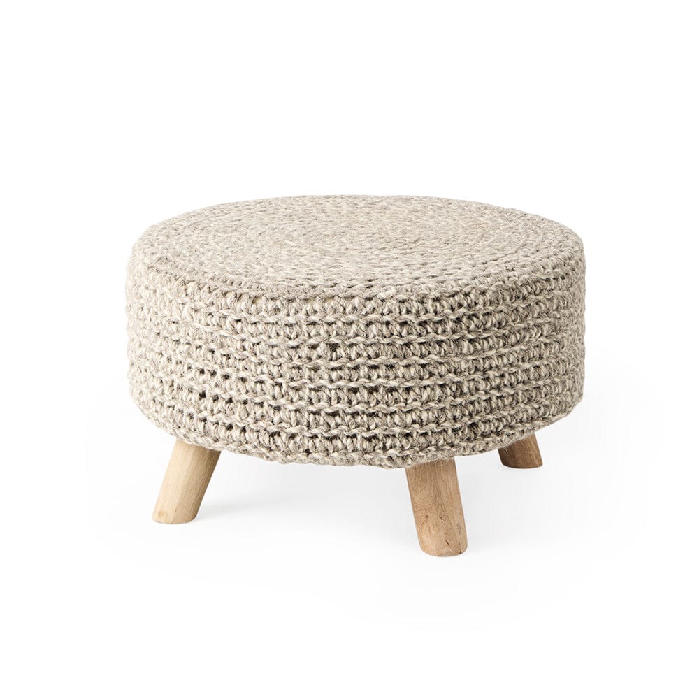 Mercana - Bina 24.0L x 24.0W x 14.0H Light Gray 4 Legged Wool Stool - 69512 view 1