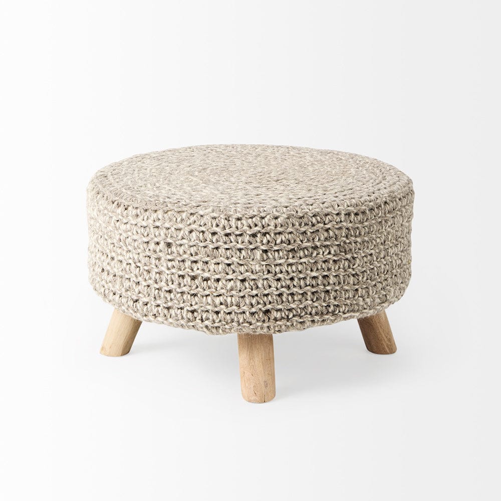 Mercana - Bina 24.0L x 24.0W x 14.0H Light Gray 4 Legged Wool Stool - 69512 view 3