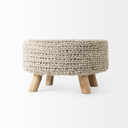 Mercana - Bina 24.0L x 24.0W x 14.0H Light Gray 4 Legged Wool Stool - 69512 view 4