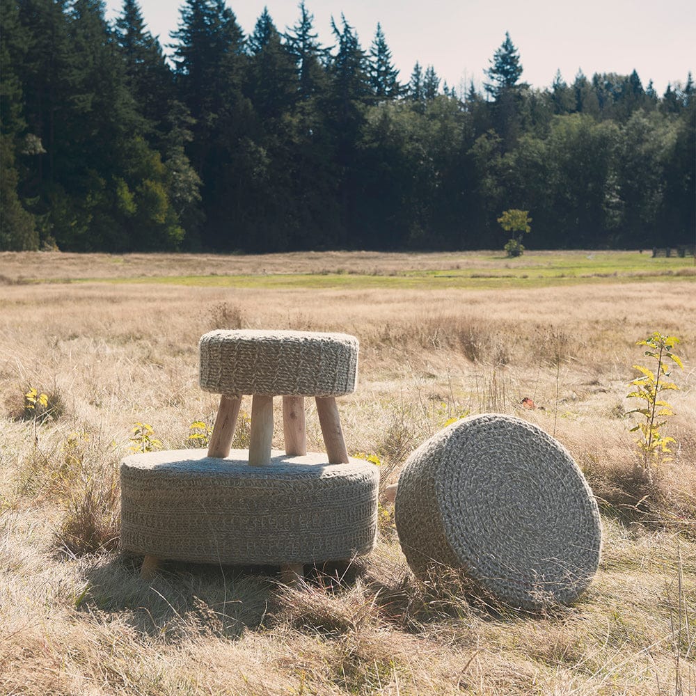 Mercana - Bina 24.0L x 24.0W x 14.0H Light Gray 4 Legged Wool Stool - 69512 view 11