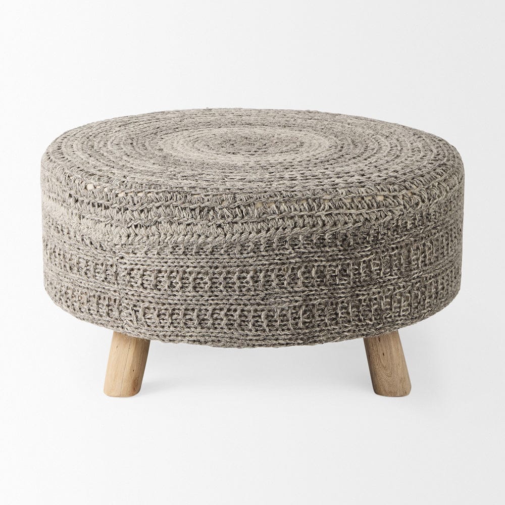 Mercana - Bina 30.0L x 30.0W x 15.0H Dark Gray 4 Legged Wool Stool - 69513 view 2