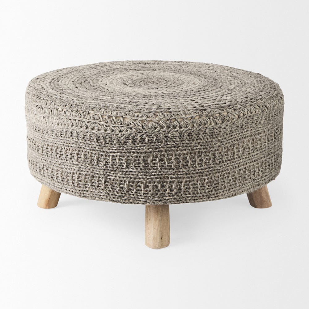 Mercana - Bina 30.0L x 30.0W x 15.0H Dark Gray 4 Legged Wool Stool - 69513 view 3