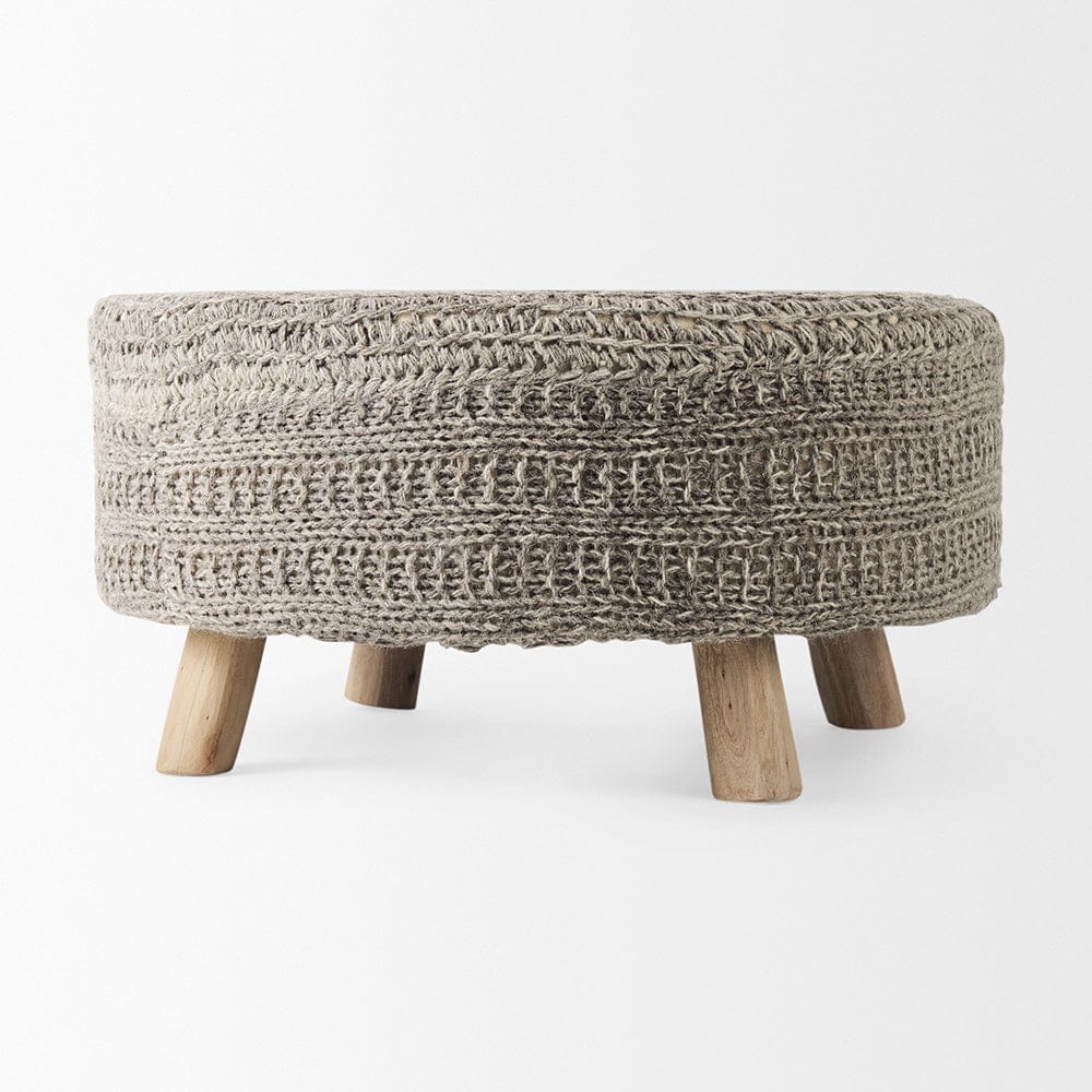 Mercana - Bina 30.0L x 30.0W x 15.0H Dark Gray 4 Legged Wool Stool - 69513 view 4