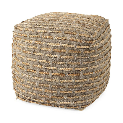 Mercana - Binita 16.0L x 16.0W x 16.0H Gray/Brown Hemp Wool and Cotton Pouf - 69509 view 1