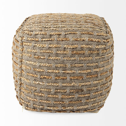 Mercana - Binita 16.0L x 16.0W x 16.0H Gray/Brown Hemp Wool and Cotton Pouf - 69509 view 2