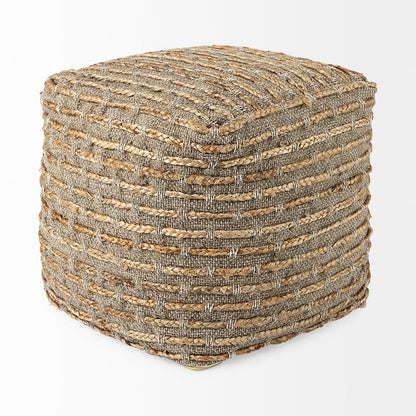 Mercana - Binita 16.0L x 16.0W x 16.0H Gray/Brown Hemp Wool and Cotton Pouf - 69509 view 3