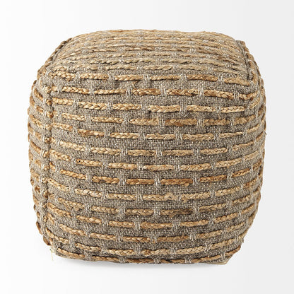 Mercana - Binita 16.0L x 16.0W x 16.0H Gray/Brown Hemp Wool and Cotton Pouf - 69509 view 4