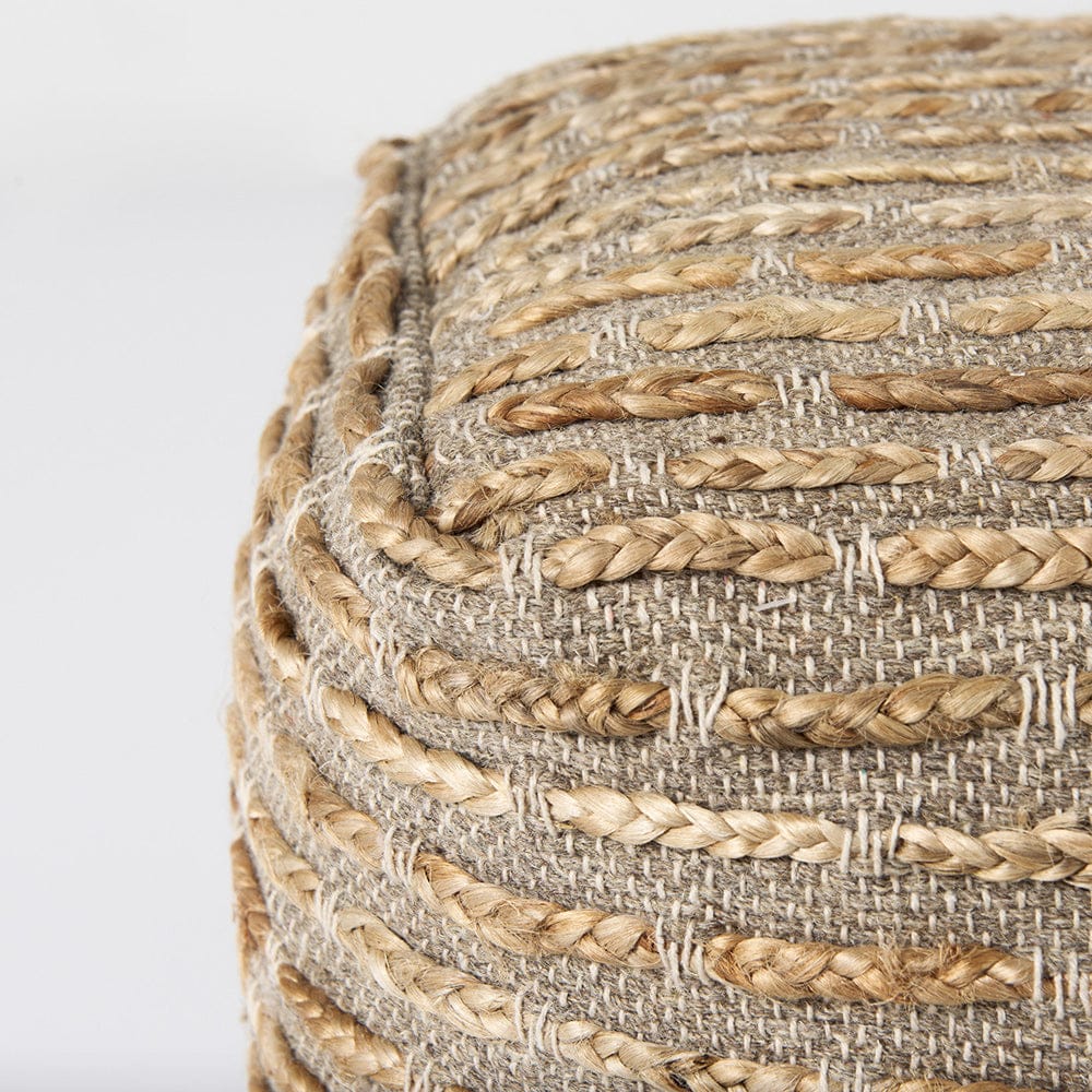 Mercana - Binita 16.0L x 16.0W x 16.0H Gray/Brown Hemp Wool and Cotton Pouf - 69509 view 5