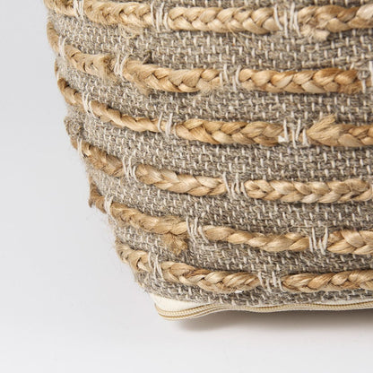 Mercana - Binita 16.0L x 16.0W x 16.0H Gray/Brown Hemp Wool and Cotton Pouf - 69509 view 8