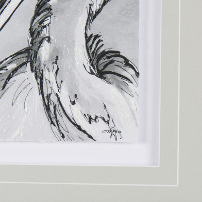 Mercana - Bird Portrait Sketch IV by Mercana Studio Hand Embellished Framed Art Print Matted under Glass - 14848 view 6