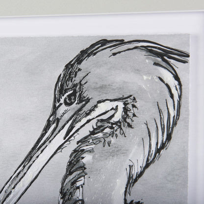 Mercana - Bird Portrait Sketch IV by Mercana Studio Hand Embellished Framed Art Print Matted under Glass - 14848 view 7