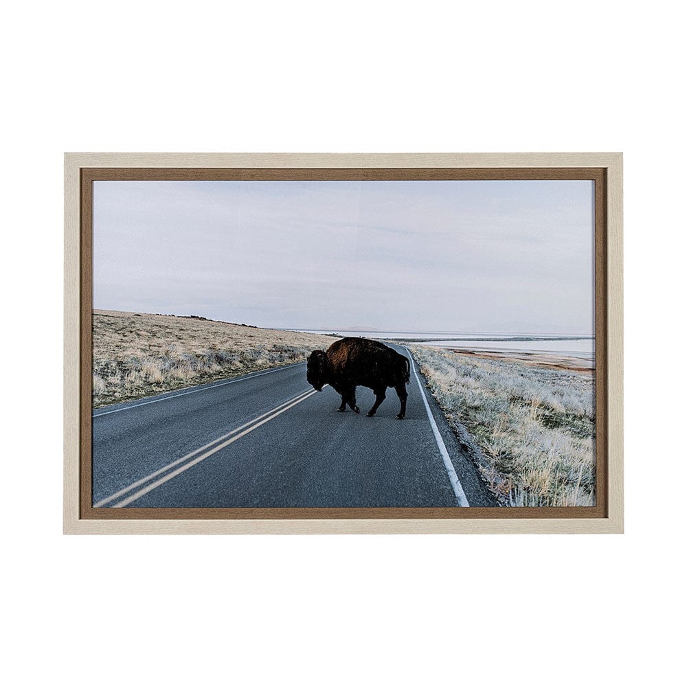 Mercana - Bison Crossing by Chelsea Victoria a Hand Embelished Textured Framed Art Print Matted under Glass - 13497 view 1