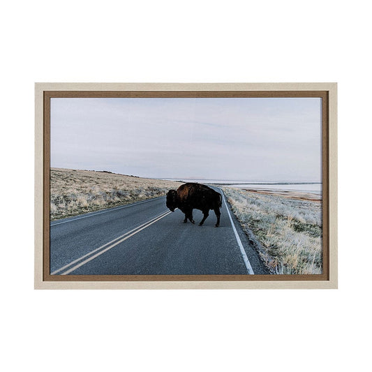 Mercana - Bison Crossing by Chelsea Victoria a Hand Embelished Textured Framed Art Print Matted under Glass - 13497 view 1