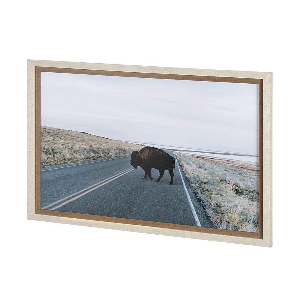 Mercana - Bison Crossing by Chelsea Victoria a Hand Embelished Textured Framed Art Print Matted under Glass - 13497 view 3