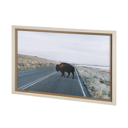 Mercana - Bison Crossing by Chelsea Victoria a Hand Embelished Textured Framed Art Print Matted under Glass - 13497 view 3