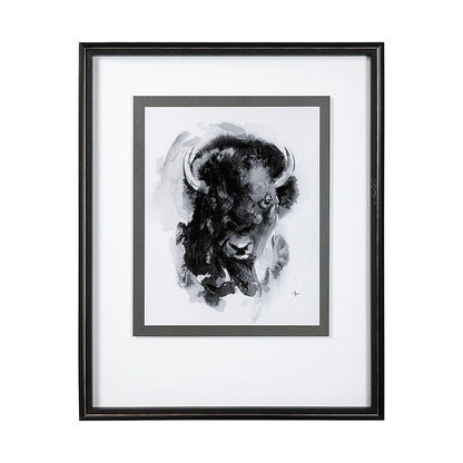 Mercana - Bison I by Mercana Studio a Hand Embellished Textured Framed Art Print Matted under Glass - 13615 view 1