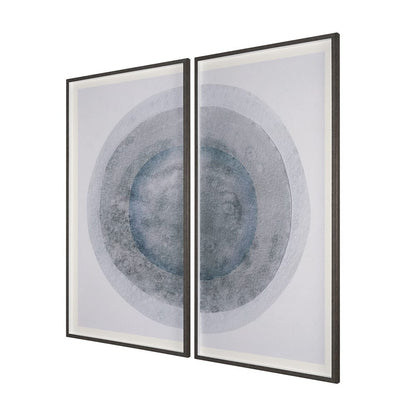 Mercana - Blue Eclipse by Mercana Studio a Hand Embellished Framed Art Print Matted under Glass (Set of 2) - 15794 view 2