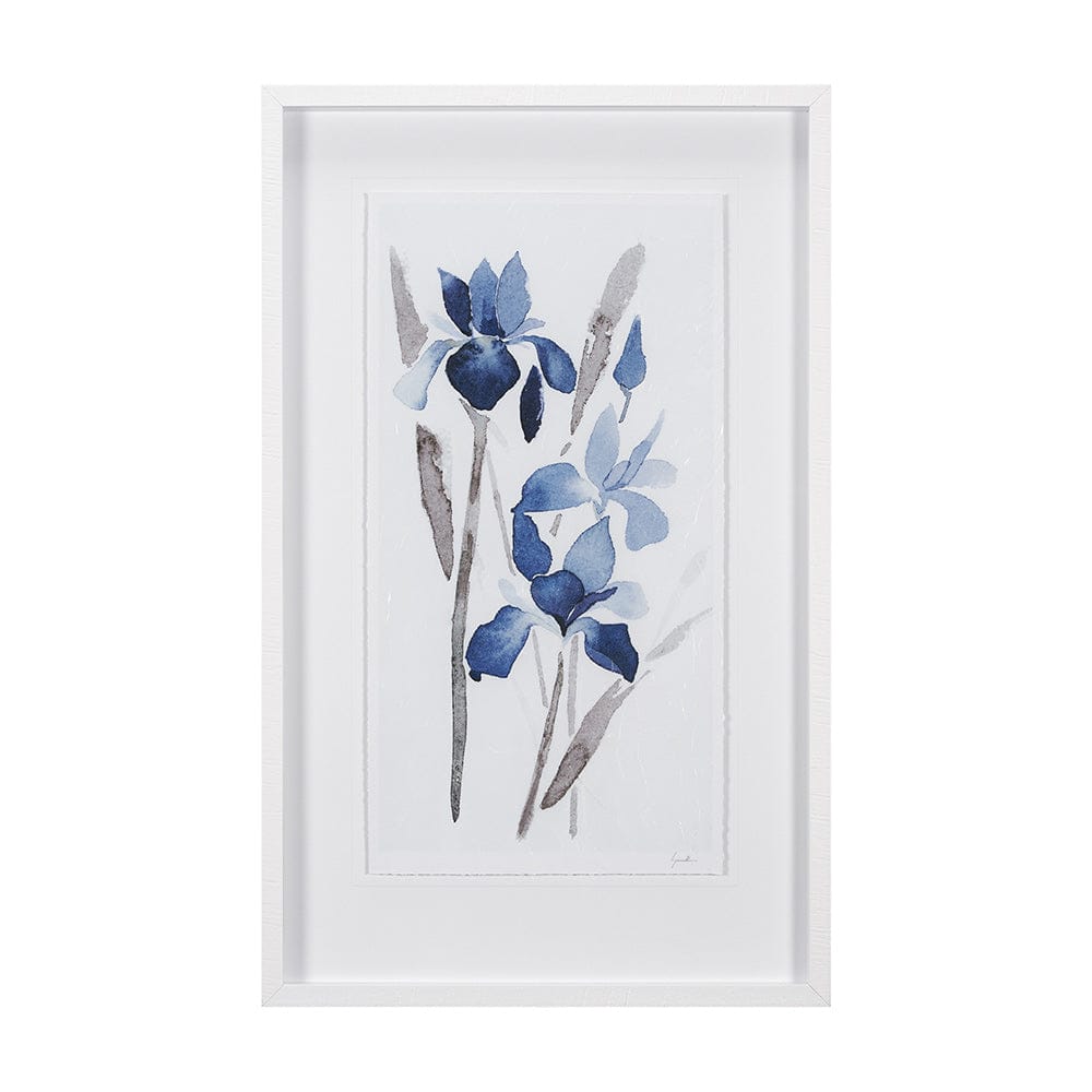 Mercana - Blue Iris I by Mercana Studio a Hand Embellished Textured Framed Art Print Matted under Glass - 15219 view 1
