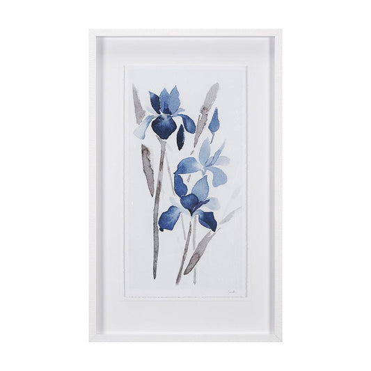 Mercana - Blue Iris I by Mercana Studio a Hand Embellished Textured Framed Art Print Matted under Glass - 15219 view 1