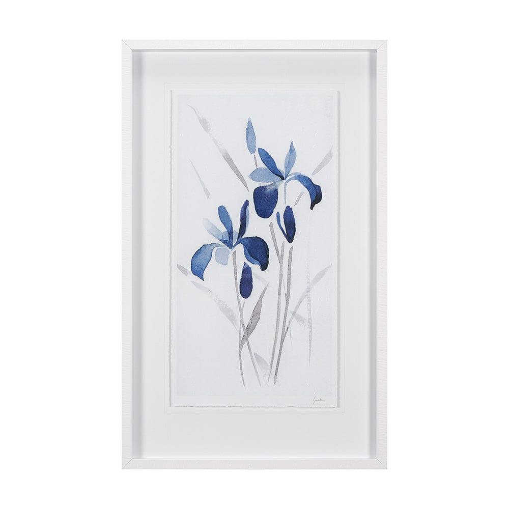 Mercana - Blue Iris II by Mercana Studio a Hand Embellished Textured Framed Art Print Matted under Glass - 15220 view 1
