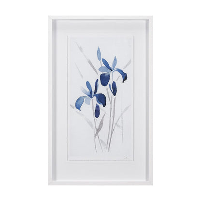 Mercana - Blue Iris II by Mercana Studio a Hand Embellished Textured Framed Art Print Matted under Glass - 15220 view 1
