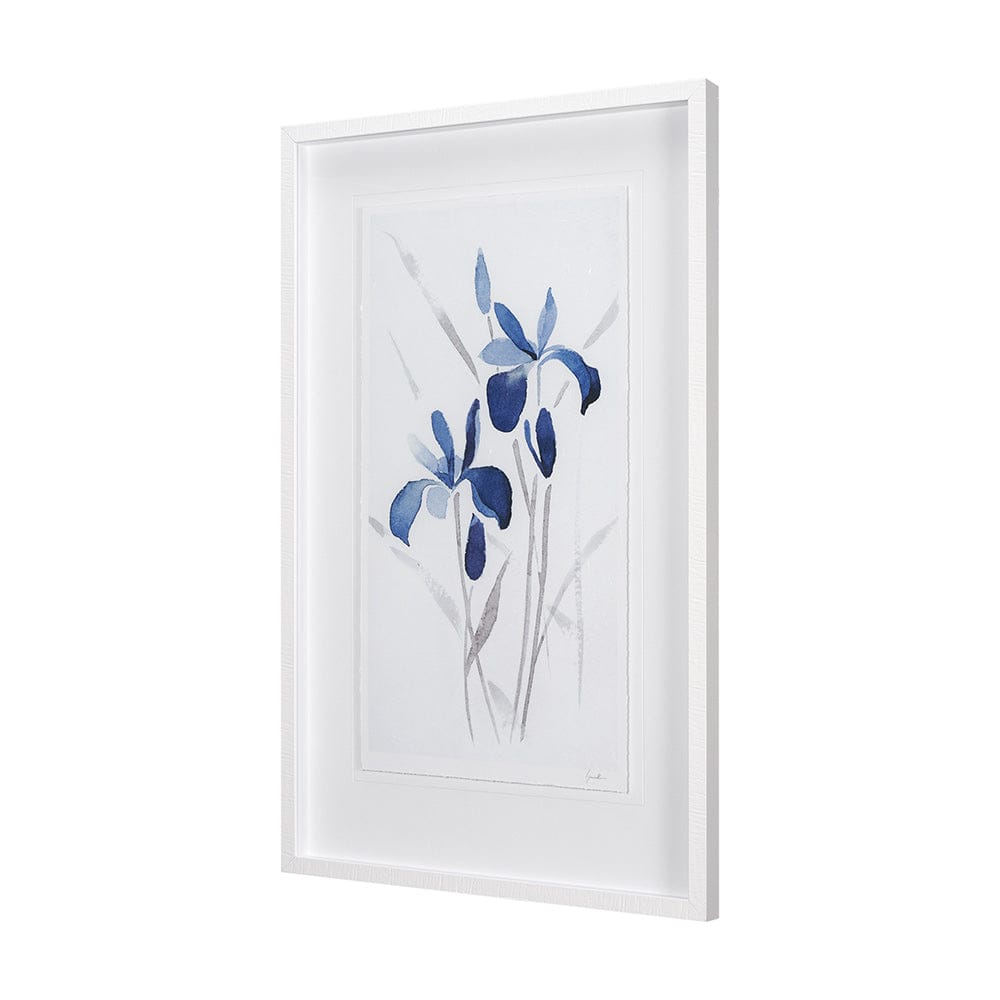 Mercana - Blue Iris II by Mercana Studio a Hand Embellished Textured Framed Art Print Matted under Glass - 15220 view 2