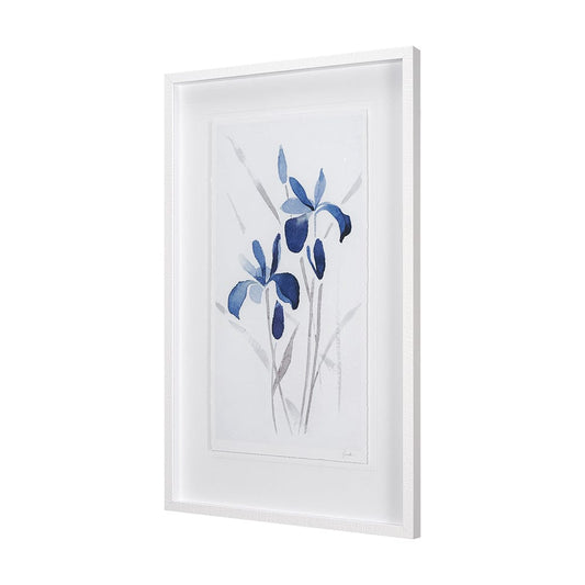 Mercana - Blue Iris II by Mercana Studio a Hand Embellished Textured Framed Art Print Matted under Glass - 15220 view 2