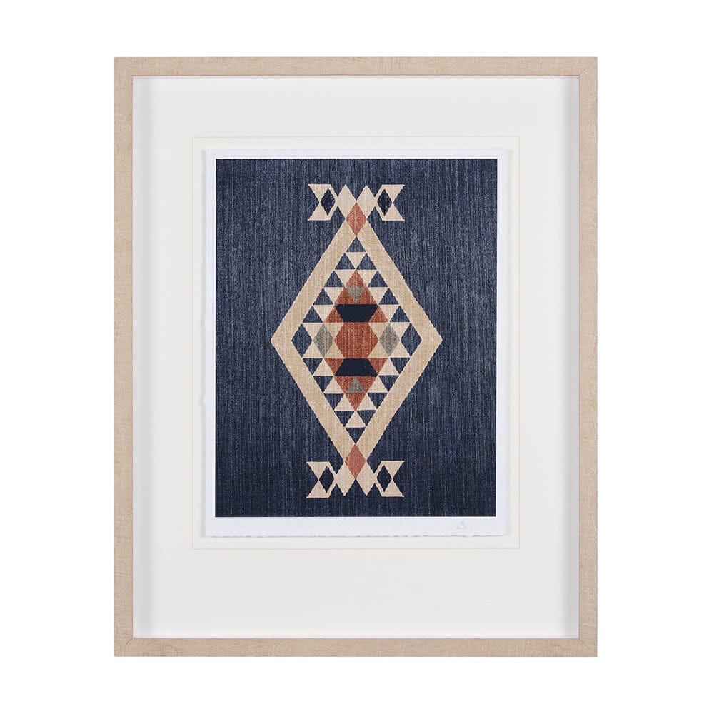 Mercana - Blue Tapestry I by Mercana Studio a Hand Embelished Textured Framed Art Print Matted under Glass - 14973 view 1