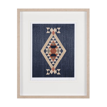 Mercana - Blue Tapestry I by Mercana Studio a Hand Embelished Textured Framed Art Print Matted under Glass - 14973 view 1