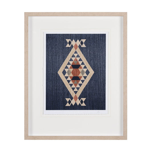 Mercana - Blue Tapestry I by Mercana Studio a Hand Embelished Textured Framed Art Print Matted under Glass - 14973 view 1