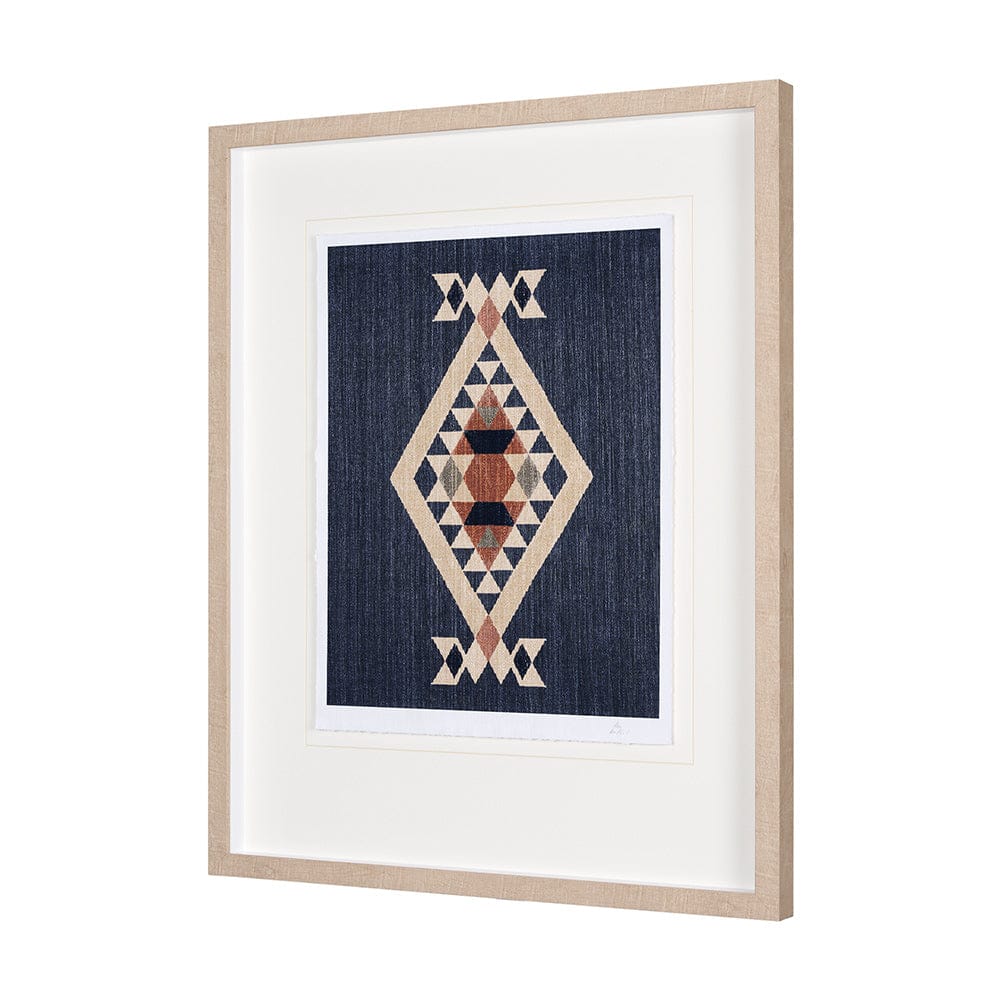 Mercana - Blue Tapestry I by Mercana Studio a Hand Embelished Textured Framed Art Print Matted under Glass - 14973 view 2