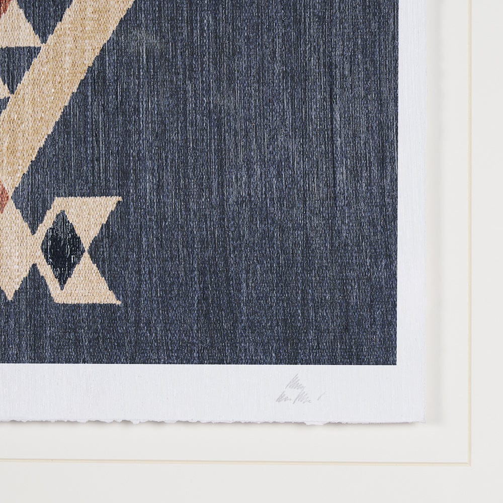 Mercana - Blue Tapestry I by Mercana Studio a Hand Embelished Textured Framed Art Print Matted under Glass - 14973 view 6