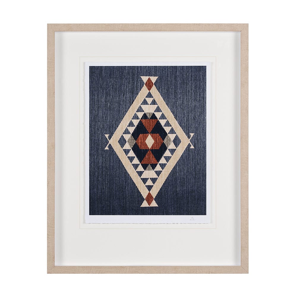 Mercana - Blue Tapestry II by Mercana Studio a Hand Embelished Textured Framed Art Print Matted under Glass - 14974 view 1