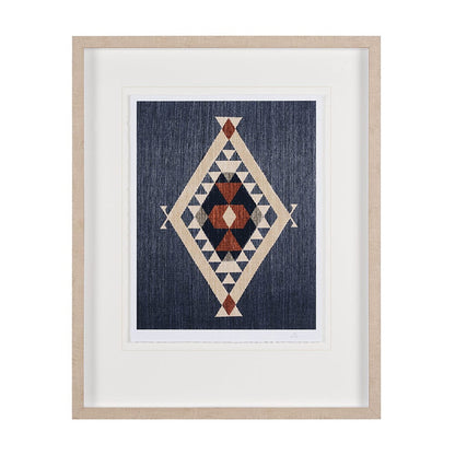 Mercana - Blue Tapestry II by Mercana Studio a Hand Embelished Textured Framed Art Print Matted under Glass - 14974 view 1