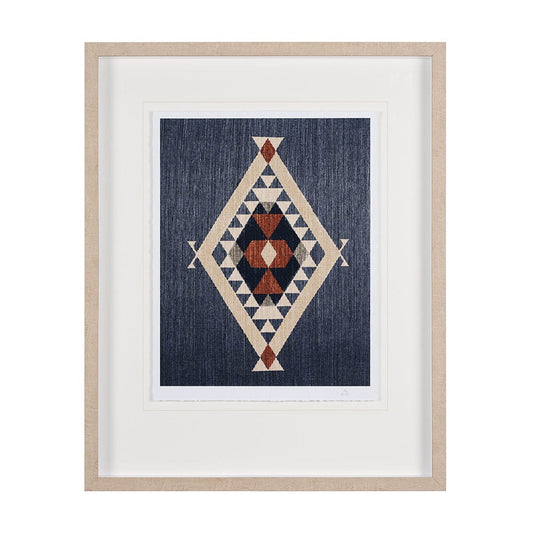 Mercana - Blue Tapestry II by Mercana Studio a Hand Embelished Textured Framed Art Print Matted under Glass - 14974 view 1