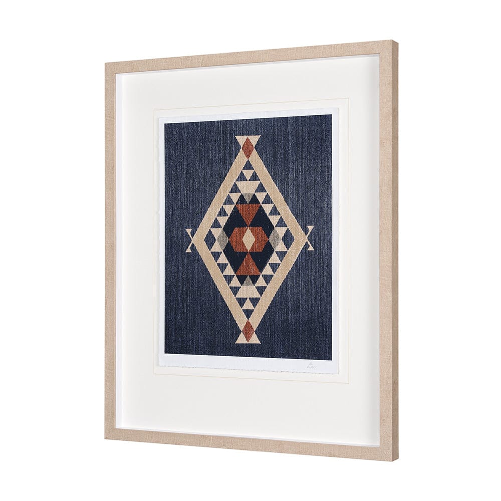 Mercana - Blue Tapestry II by Mercana Studio a Hand Embelished Textured Framed Art Print Matted under Glass - 14974 view 2