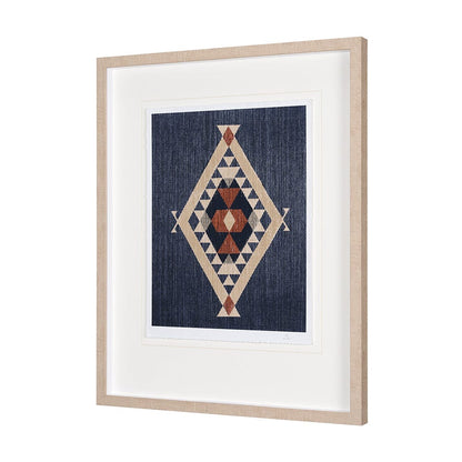 Mercana - Blue Tapestry II by Mercana Studio a Hand Embelished Textured Framed Art Print Matted under Glass - 14974 view 2