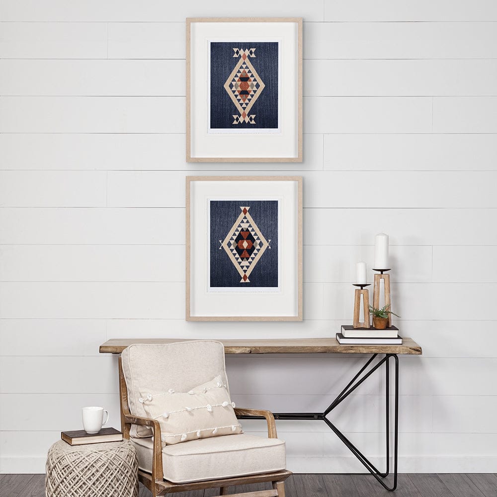 Mercana - Blue Tapestry II by Mercana Studio a Hand Embelished Textured Framed Art Print Matted under Glass - 14974 view 8