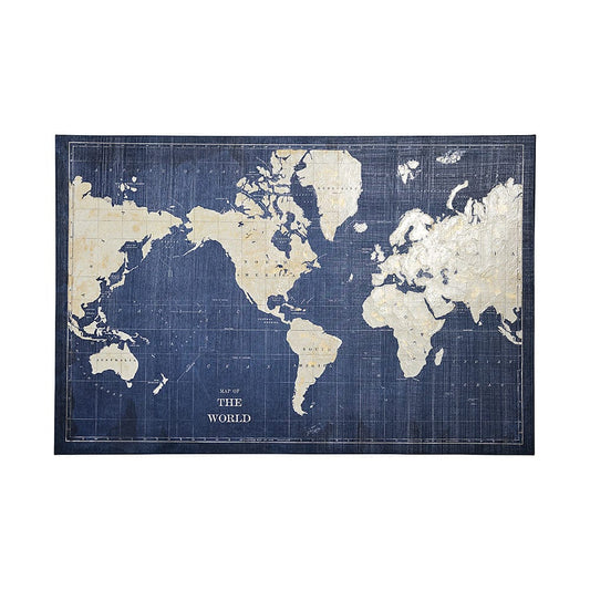 Mercana - Blueprint World Map by Sue Schlabach a Hand Embellished Textured Canvas - 101591-L view 1