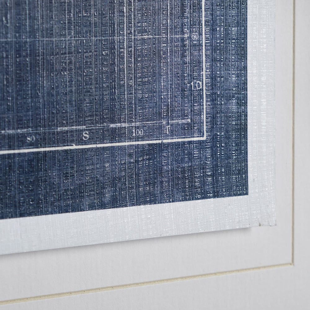 Mercana - Blueprint World Map by Sue Schlabach a Hand Embellished Textured Framed Art Print Matted under Glass - 13072 view 5