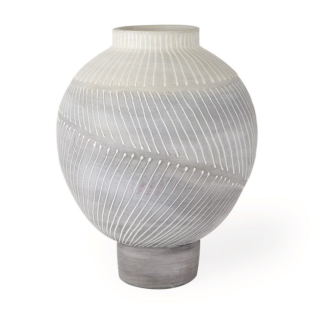 Mercana - Blume 12.5H Off-White w/ Gray Textured Vase - 70075 view 1