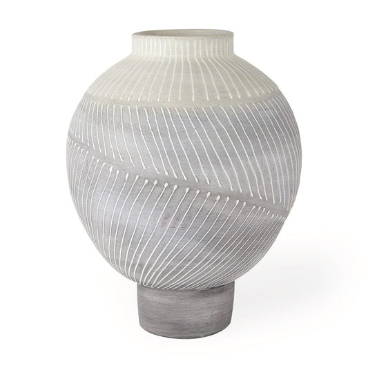 Mercana - Blume 12.5H Off-White w/ Gray Textured Vase - 70075 view 1