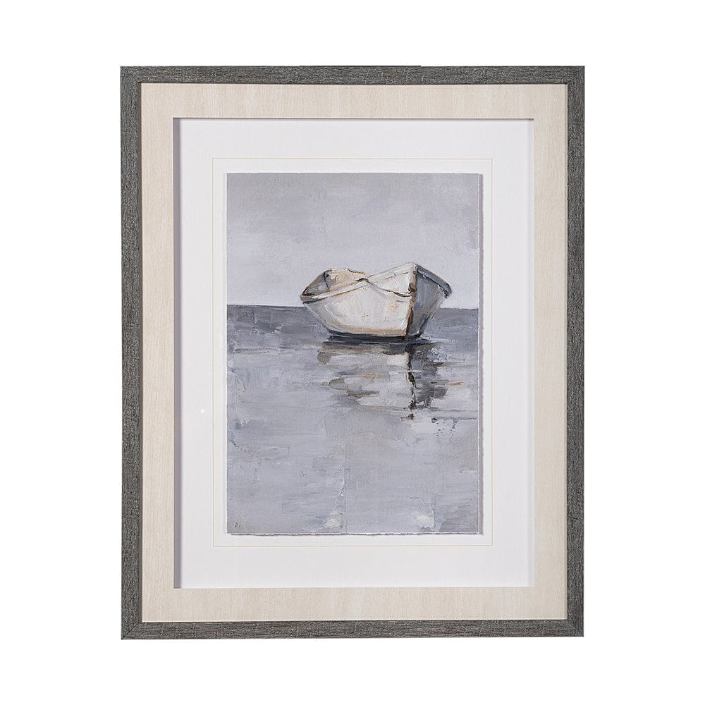 Mercana - Boat on the Horizon I by Ethan Harper Hand Embellished Textured Framed Art Print Matted under Glass - 13523 view 1
