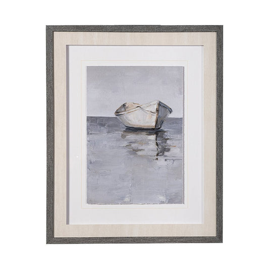 Mercana - Boat on the Horizon I by Ethan Harper Hand Embellished Textured Framed Art Print Matted under Glass - 13523 view 1