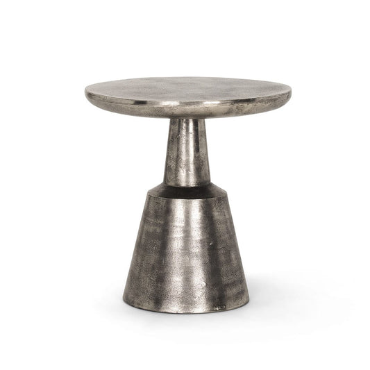 Mercana - Bobbi Textured Polished Nickel Cast Aluminum Metal Accent Table - 70614 view 1