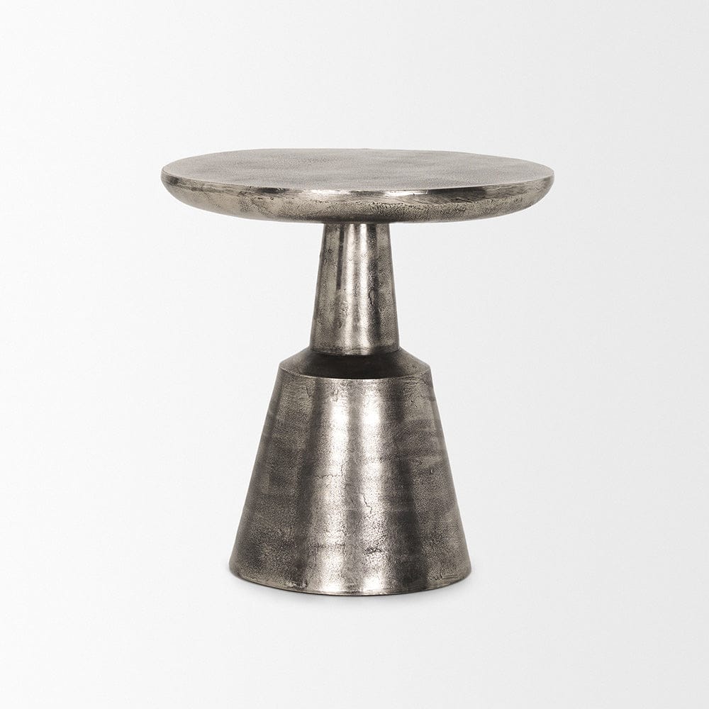 Mercana - Bobbi Textured Polished Nickel Cast Aluminum Metal Accent Table - 70614 view 2